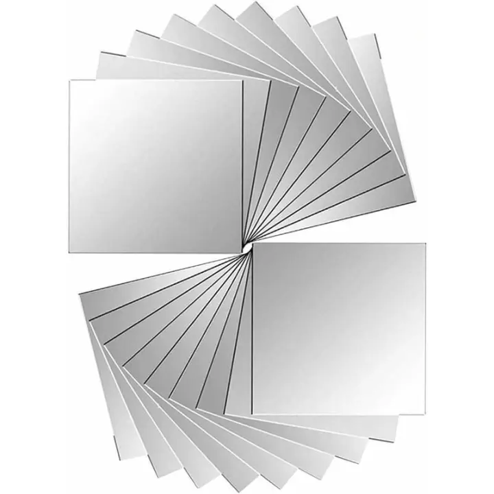 Juego de 18 piezas de azulejos de espejo, pegatinas de espejo de pared, pegatinas de espejo para decoración de pared, plata 15 x 15 cm - 1
