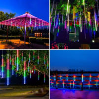 1pc Luces De Show De Meteorito Lluvia Caída De Luz 8 Tubo LED Caída De Nieve Luz De Gota De Agua Para Decoración De Fiesta De Boda Y Navidad - details 7
