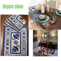 Juego De 4 Piezas De Tapetes De Céramica Estilo Geométrico Bohemio En Azul Y Blanco Para Decoración De Mesa Tamaño Cuadrado - details 0