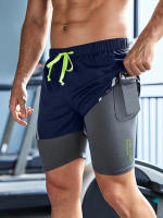 Shorts De Verano Para Hombre Transpirables Casual Con Cintura Elástica 2 En 1 Deporte Secado Rápido Running Doble Capa - details 5