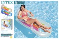 Intex- Colchoneta sillon bronceador, blanco y azul, 160x85 cm comodo, ligero, manejable, Seguro y práctico  maximo 80KG gran calidad oficial garantizado ideal para veranos piscinas playas incluye kit de parches de reparación   ENVIO COLOR ALEATORIOS - details 0