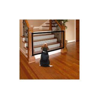 Ca retractable and folding stair safety gate for dogs and babies, black (72 × 120 cm)