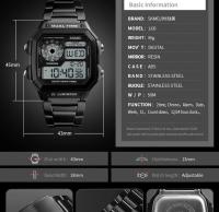 Reloj Deportivo Digital Skmei De Lujo Con Correa De Acero Inoxidable Resistente Al Agua 5Bar Luz Trasera Alarma Y Cuento Regreso Para Hombre - details 12