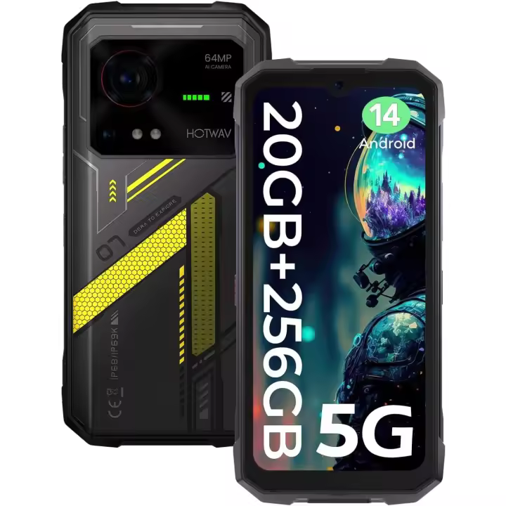 HOTWAV Hyper 7 Movil Resistente 5G 2025, 20GB+256GB/2TB, 10800mAh/33W Móvil Rugerizado Android 14, 6.6" FHD+ 120Hz 2K Movil Irrompible,  Dual-SIM/OTG/NFC/RGB/GPS - 1