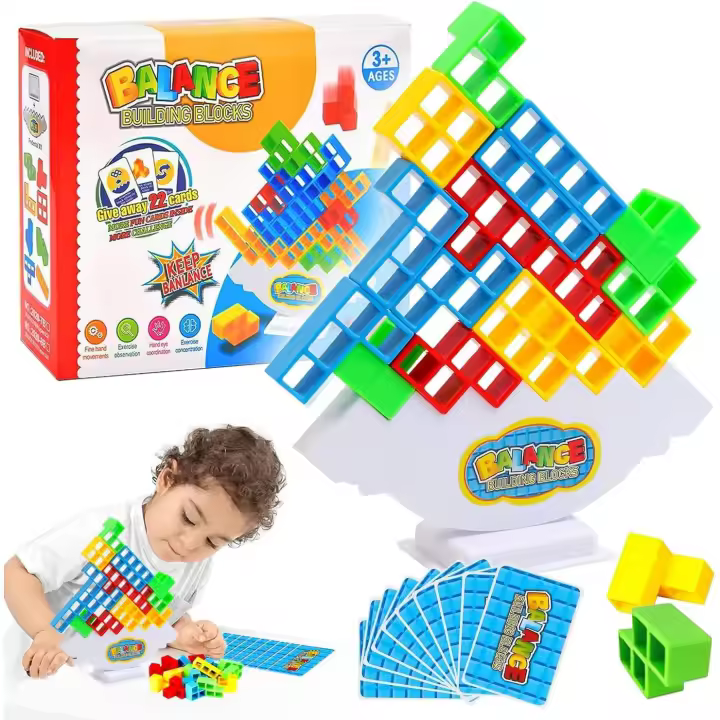 Bloques de Poise, bloques de construcción rusos, bloques de construcción de equilibrio de descompresión, Juguetes de construcción de Poise de Torre de Tetris, juguetes apilables de Poise - 1