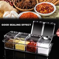 Juego De 4 Cajas De Condimentos Transparentes Con Cuchara Soporte De Especias Para Pimienta Y Condimentos Almacenamiento De Jarra De Cristal - details 4