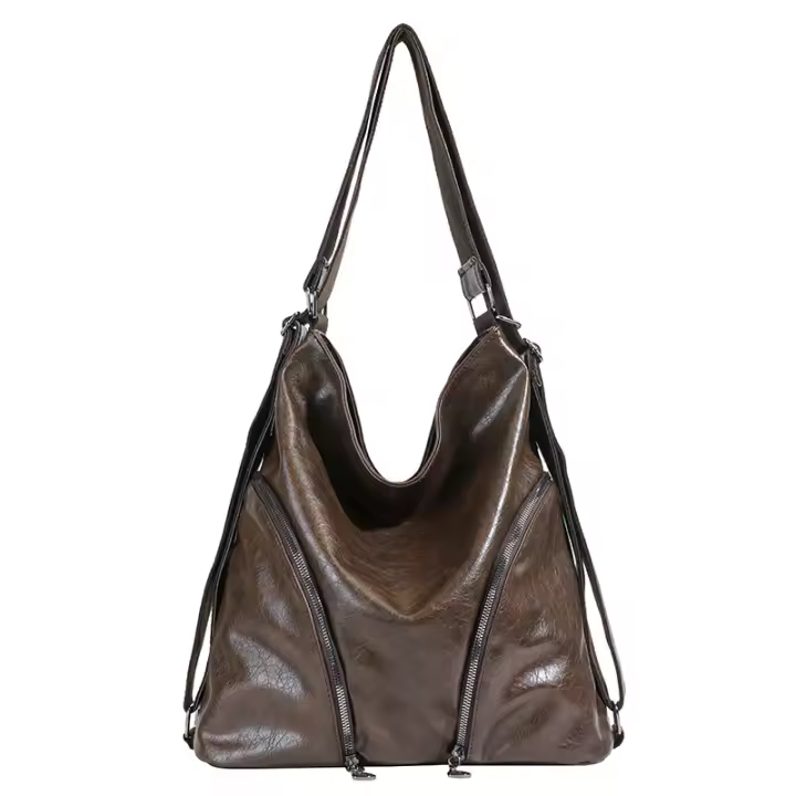 Bolso De Hombro Mujer Multifuncional Con Gran Capacidad Y Diagonal Cómodo Para Viajes Estilo Casual Color Negro Y Marrón Oscuro - 1