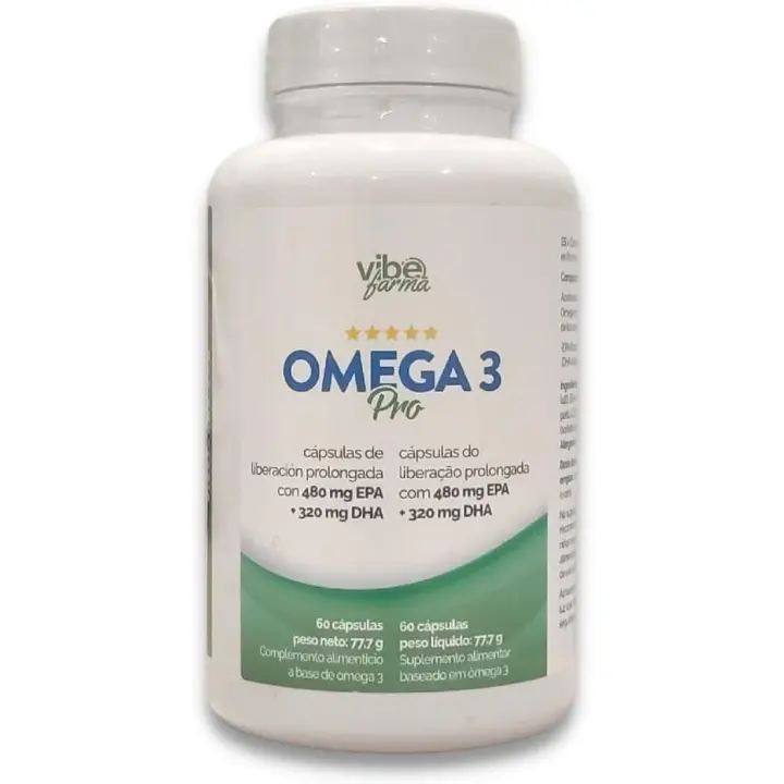 Vibefarma Omega 3 Pro TG4832 1000 mg – Ultra Concentrado con 480 mg de EPA y 320 mg de DHA por cápsula – Aceite de pescado en forma de triglicérido – Certificado IFOS y GOED – 60 cápsulas – Salud cardiovascular, cerebral y visual - 1