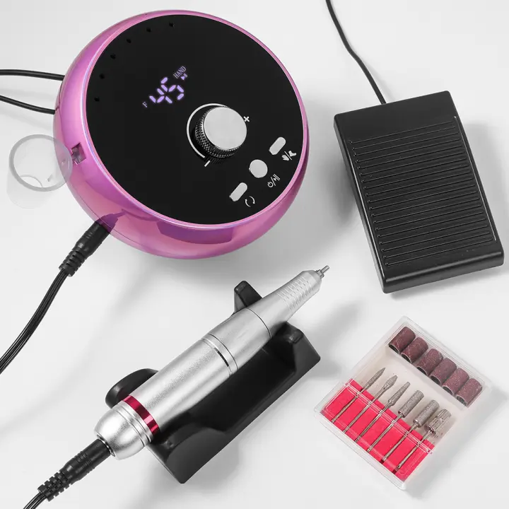 Máquina De Manicura Profesional 45000RPM Enchufe Eléctrico Ambar Rosa Morado Para Uñas Eliminador De Cutícula Gel - 1