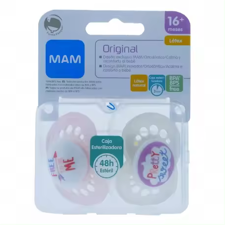 MAM CHUPETE ORIGINAL +16M LATEX 2 UNIDADES ROSA - 1