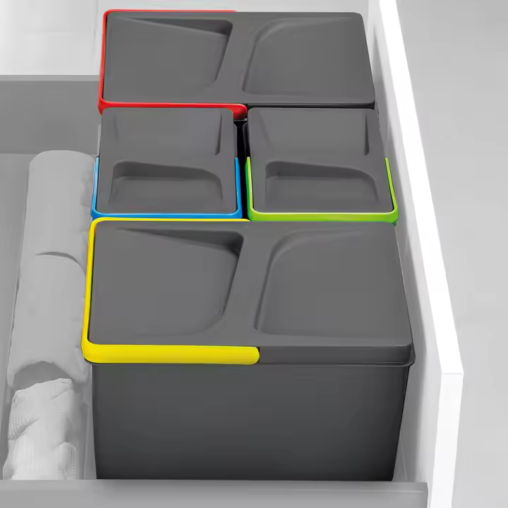 Kit de contenedores de reciclaje para cajón de cocina recycle altura 216mm, 2x6litros, plástico gris antracita - 1