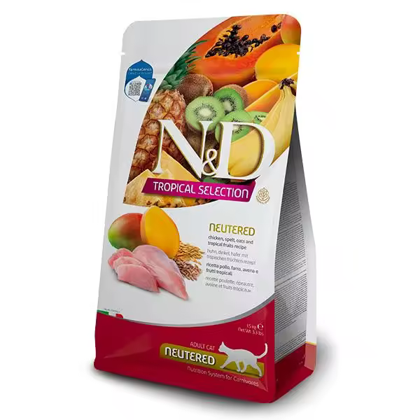 FARMINA ND CAT TROPICAL SELECTION NEUTERED POLLO 1,5KG / Alimento completo para gatos adultos esterilizados - 1