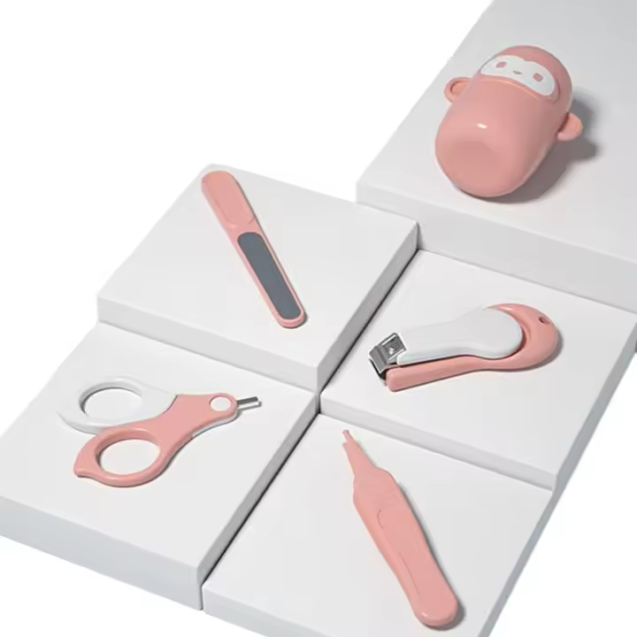 Tijeras para bebés, productos para bebés, juego de cuido de uñas para bebés 4 en 1, envasada en Caja de mono - 1