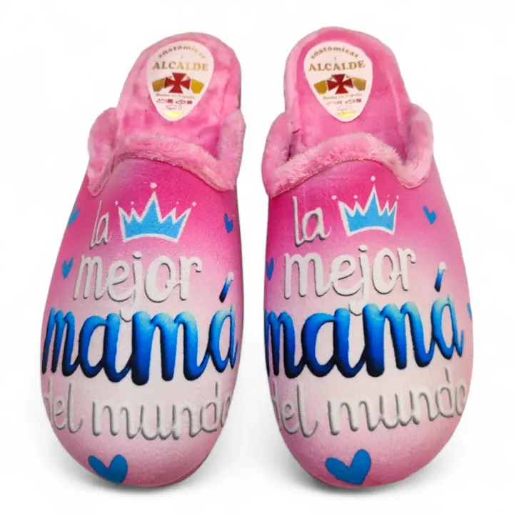 Zapatillas casa 'la Mejor Mama del Mundo' económicas rosa - 1