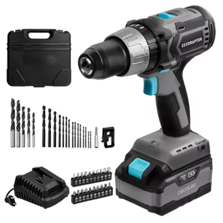 Taladro atornillador percutor con batería de 20 V y 4.000 mAh, motor DC 700 de 4 polos, velocidad sin carga de 0-500/ 0-1.800 rpm, ratio de impacto de 0-7.500 / 0-26. - 1