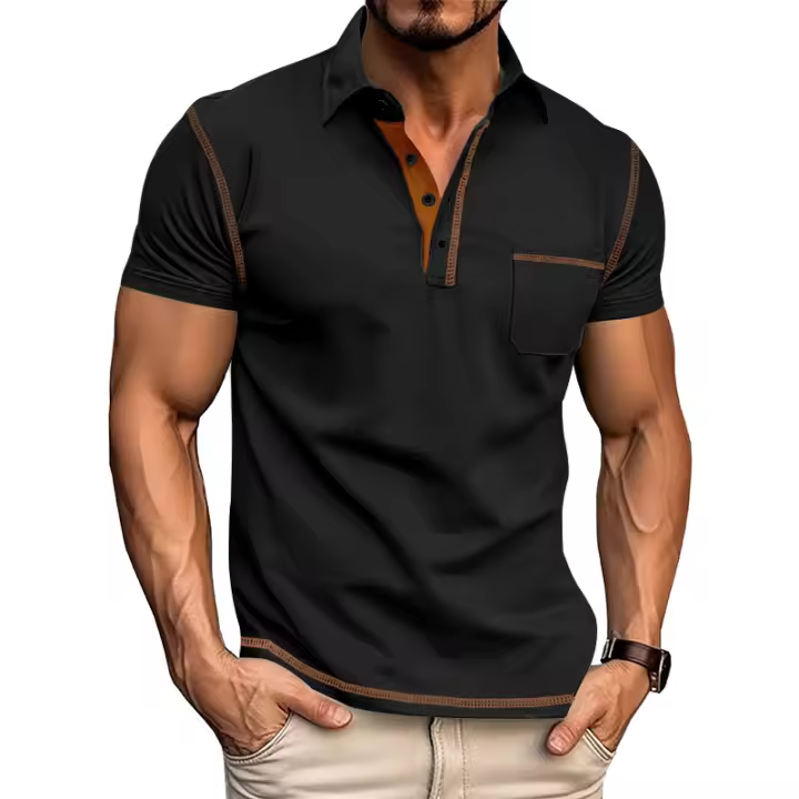Venta caliente de verano nueva camiseta de manga corta para hombre, comercio exterior, deportes de ocio, solapa Polo - 1