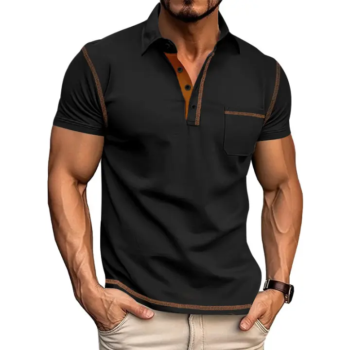 Venta caliente de verano nueva camiseta de manga corta para hombre, comercio exterior, deportes de ocio, solapa Polo - 1