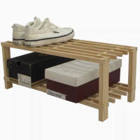 Zapatero de madera multifuncional de doble capa ecológico, adecuado para pasillos de entrada. - details 0