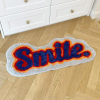 Alfombra De Baño Suave Con Elemento De Letra Sonrisa Tapete De Nubes Tejido De Poliéster Antideslizante Y Resistente Al Desvanecimiento Para Habitación De Invierno - details 0