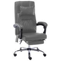 vidaXL Silla de oficina de masaje de cuero sintético en color Marrón/Gris/Antracita | cómodas modernas ergonómicas para comedor cocina salón hogar - details 2