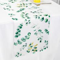 Sage Green Table Runner Hojas De Eucalipto Poliéster Decoración Para Mesa De Comedor Hogar Fiesta De Cumpleaños Baño De Bébé Boda - details 4