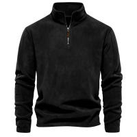 Nuevo estilo de otoño e invierno para hombre, sudadera de manga larga con media cremallera y cuello alto, cuello alto, top de forro polar para hombre moderno y versátil - details 1