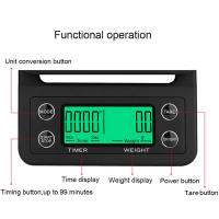 Báscula De Cocina Digital Electrónica Portátil Con Timer De Precisión Alta Para Café Y Sopas LCD Escala De Derrame 5kg 0.1g - details 5
