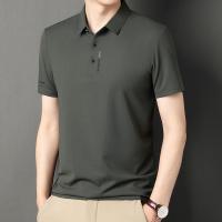 Camisa Polo Casual Para Hombre Verano Corta Color Sólido Negocios Camiseta Transpirable Con Cuello En V Botones Talla Grande - details 1