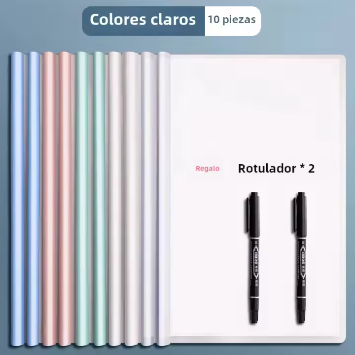 10 Piezas De Cubiertas De Documento A4 Transparentes Con Barra Deslizante Porta Clip Soporte De Abrazadera Para Negocios Y Oficina - 1