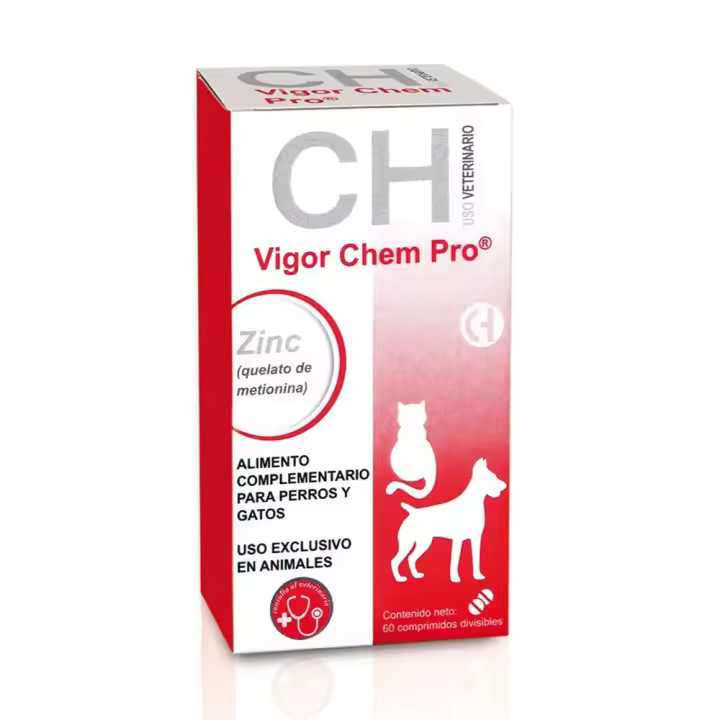 Vigor Chem Pro 60 comprimidos complemento vitamínico-mineral diseñado para perros y gatos Chemical Ibérica - 1