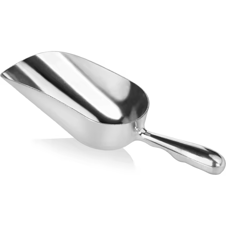 1 paquete de cuchara para cubitos de hielo de aluminio fundido con base redonda, color plateado - 1
