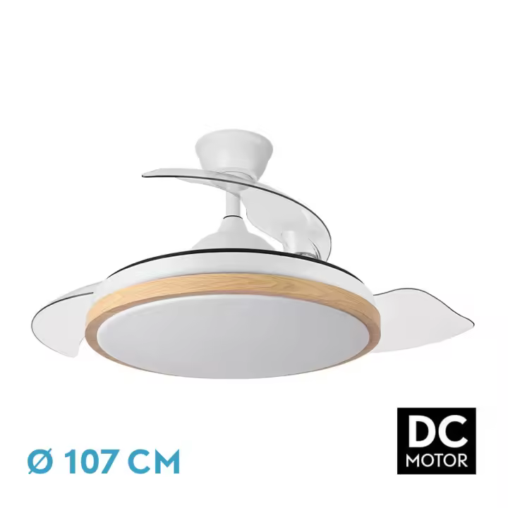 FABRILAMP TODOLAMPARA VENTILADOR 72W EVROS BLANCO/MADERA Ø107 - 1