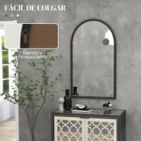 HOMCOM Espejo de Pared 65x110 cm Espejo de Recibidor con Marco de Madera en Forma de Ventana Espejo Decorativo para Salón Dormitorio Entrada - details 0