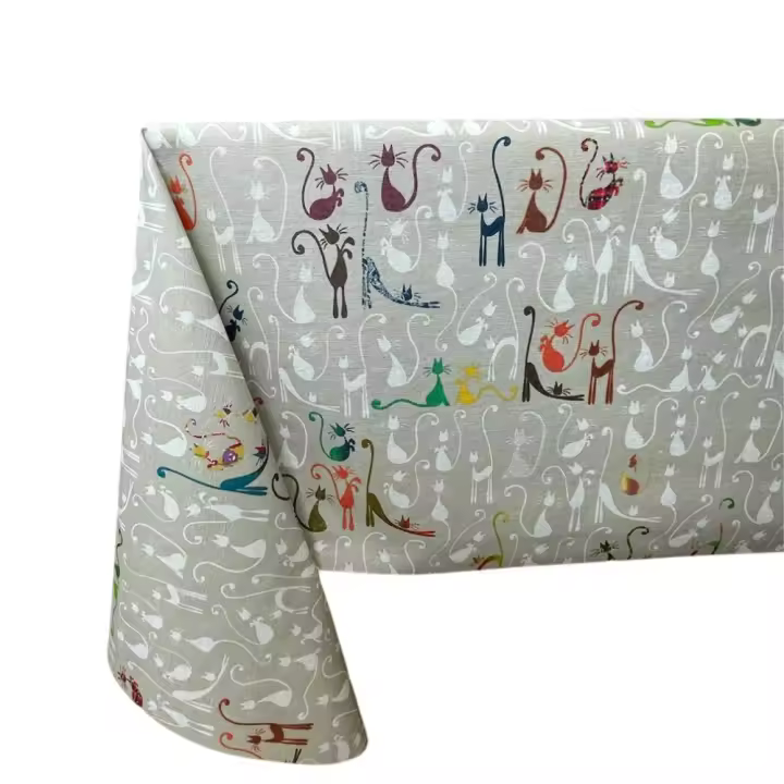 Mantel Hulehule Tex - Resinado Fibratex Estampado Gatos de Colores Anti manchas Resistente al Agua Fácil limpieza - 1