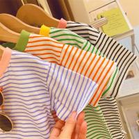 Camiseta De Verano Para Niños Y Niñas Algodón Casual Estilo Corto Transpirable Tops Striped Unisex Talla True Summer - details 5