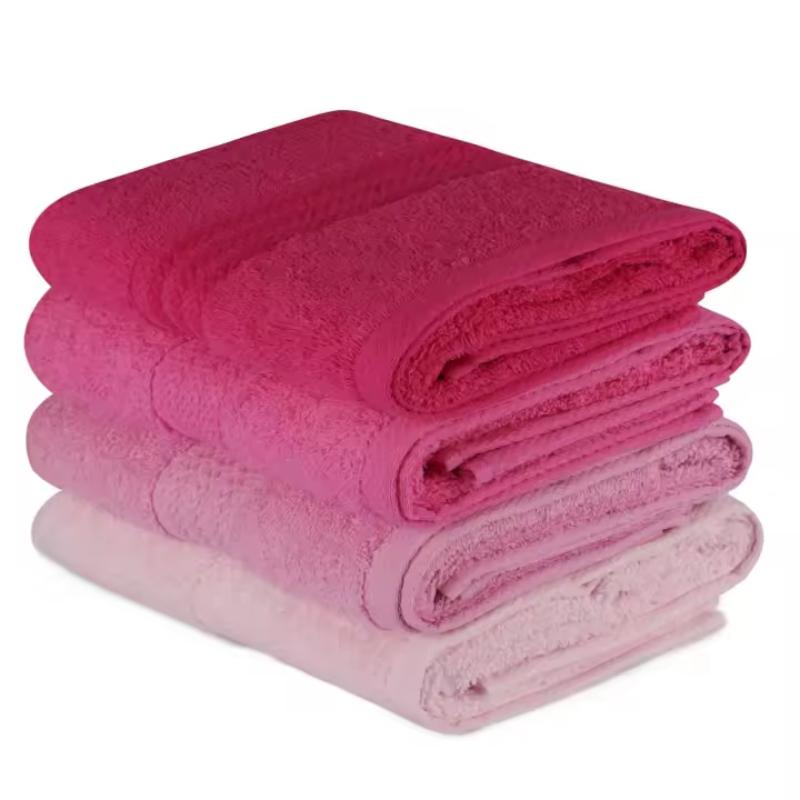 Wellhome Juego de Toallas Rosa Claro, Rosa, Rosa Palo y Fucsia 100% Algodón 50x90 Cm - Pack 4 Piezas - 1