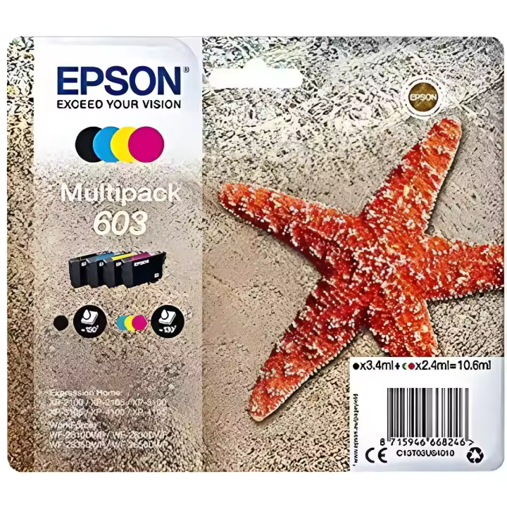 Cartuchos de Tinta Epson Multipack 4 Colores 603 para Impresoras Expression Home y Workforce | Tinta Original | Fiable y de Bajo Coste - 1