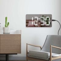 Reloj De Despertar Digital LED Con Espejo Y Función De Snooze Encendido Por USB Para Mesa Moderno Estilo Cuadrado Material Vidrio - details 7