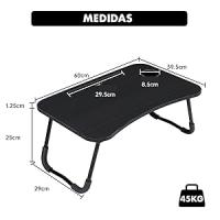 T-LoVendo Mesa Plegable Auxiliar portátil pequeña. Mesita para Ordenador en Cama, Sofa, salón, Cocina, Suelo. Posavasos. Patas Antideslizantes. Ranura para Tablet y Pen. Superficie Texturizada. 60x40cm - details 1