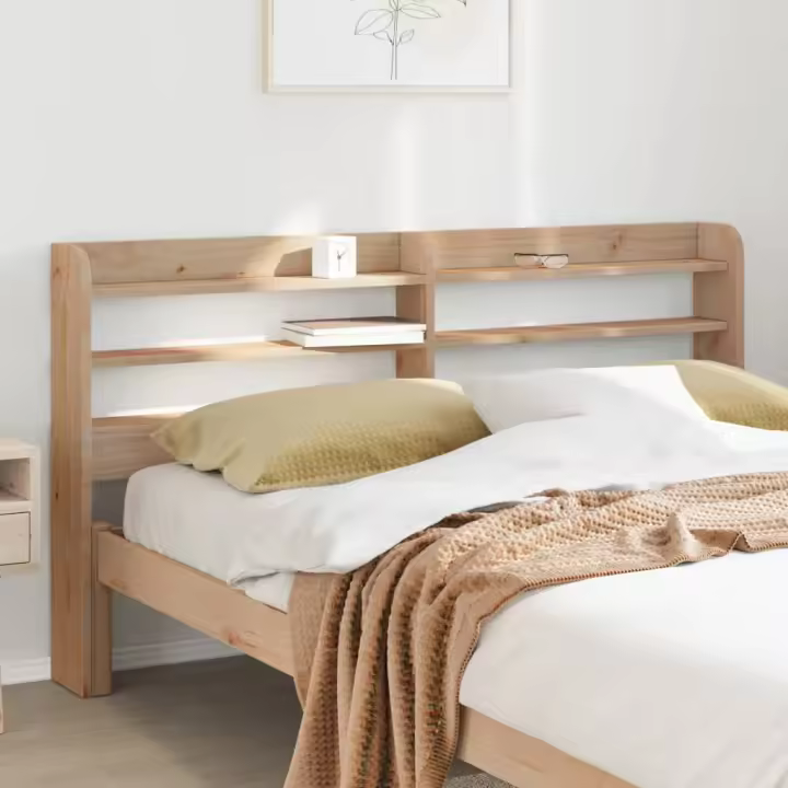 Cabecero de cama con estantes madera maciza de pino 135 cm - 1