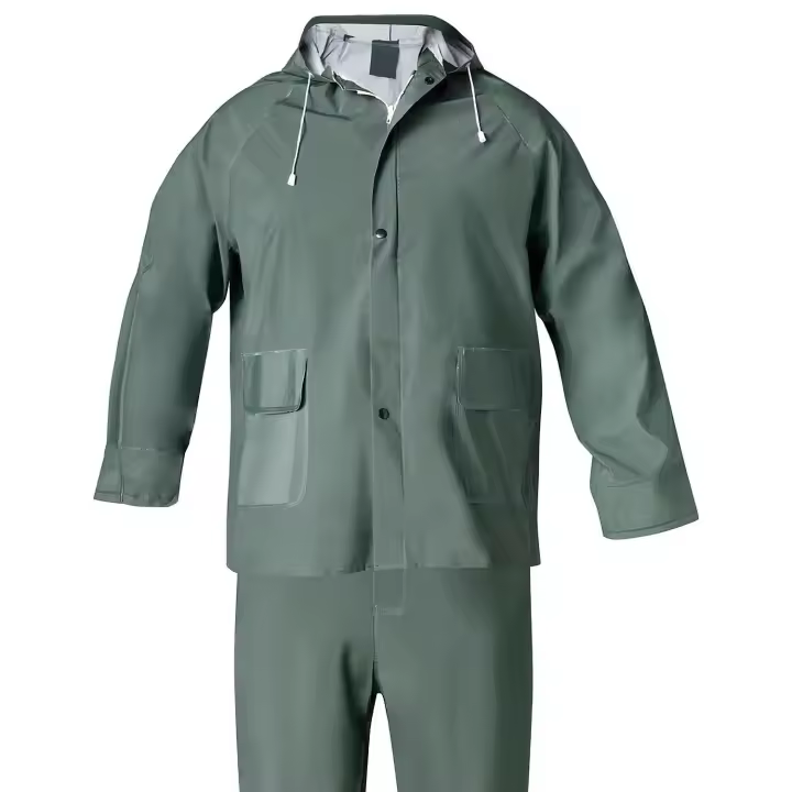 Traje de agua impermeable verde pvc         talla 7-l - 1