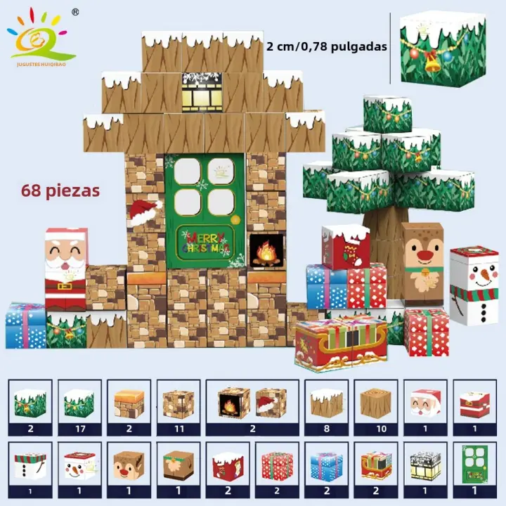 Juguete Sensorial 3D De Navidad Casa En Árbol Bloques Magnéticos DIY Cubo De Magnetismo Mundo De Santa Claus Yegua Regalos Para Niños - 1