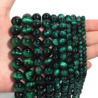 Tirante De Ojos De Tigre Naturales Verdes Para Joyería DIY 1 Pieza Piedra Redonda De 4/6/8/10/12mm Para Collar Y Pulsera - details 2