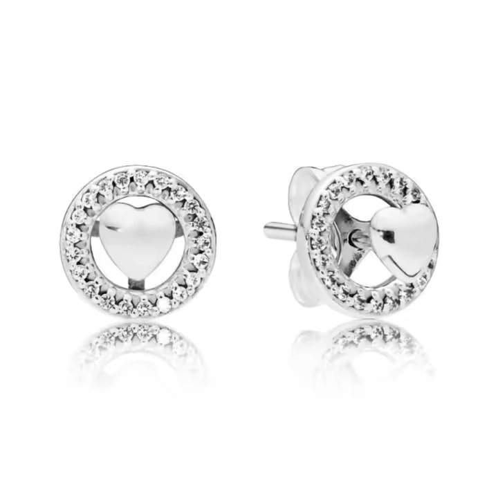 Pendientes de Aro en Plata de Ley Corazón Eterno 297709CZ，Incluye Caja Original - 1