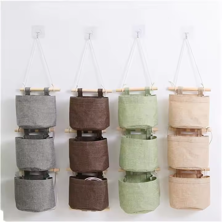 Bolsa de almacenamiento para Colgar EN LA Puerta del Hogar, organizador apilable para guardarropa, contenedor para artículos diversos, bolsos para Revista, suministros para el dormitorio (color: Marrón 1) - 1