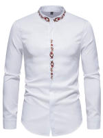 Camisa De Moda Para Hombres 2024 Con Bordado De Cola De Fénix Cuello Erguido Casual Transversal Adecuada Para Todas Las Estaciones - details 1