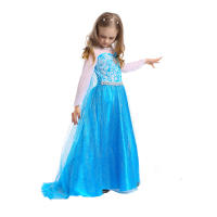 Vestido De Princesa Para Niñas Disfraz De Elsa Con Capa Ropa De Cosplay Para Fiestas De Carnaval Vestido Largo De Hielo Con Diamantes Estilo Europeo Y Americano Talla Verdadera Para Edad 4-6A-LINE Sin Aros - details 2
