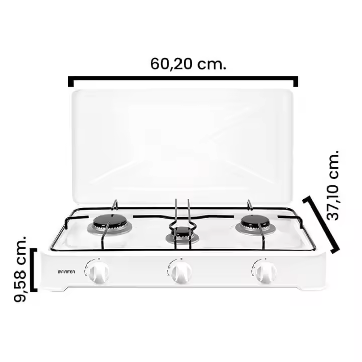 Cocina de gas GGP-3B 3 Fogones control mecánico Blanco 9,5x60,2x37,1 cm - 1
