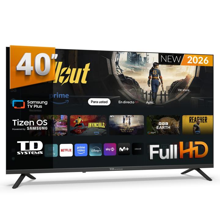 TD Systems - Smart TV 40 pulgadas. Samsung TV Tizen OS 8.0. Sintonizador triple (DVB-T2/C/S2). Televisores con Samsung Smart TV Gaming Hub. Televisión del 2026. Compatible con Prime Video, Netflix, Movistar+, HBO, y más Apps - PRIME40C22TIZEN