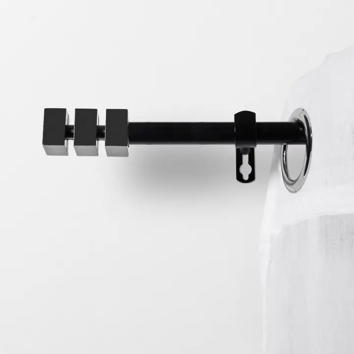 Barra Cortina Emma Negro LlarTextil - Extensible con Soportes y Ganchos Incluidos - Diseño Moderno y Elegante - 1